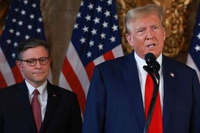 Speaker Johnson Joins Former President Trump At Mar-a-Lago For Announcement On Election Integrity