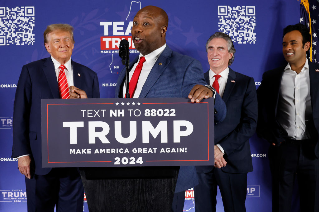 Former President Trump Holds Campaign Rally Day Before New Hampshire Primary In Laconia, New Hampshire
