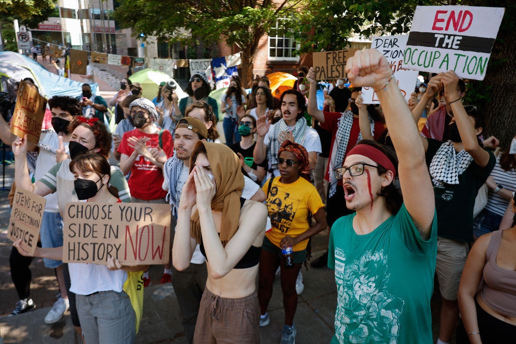 Dueling Rallies Held At George Washington University As Campus Protests Continue Nationwide