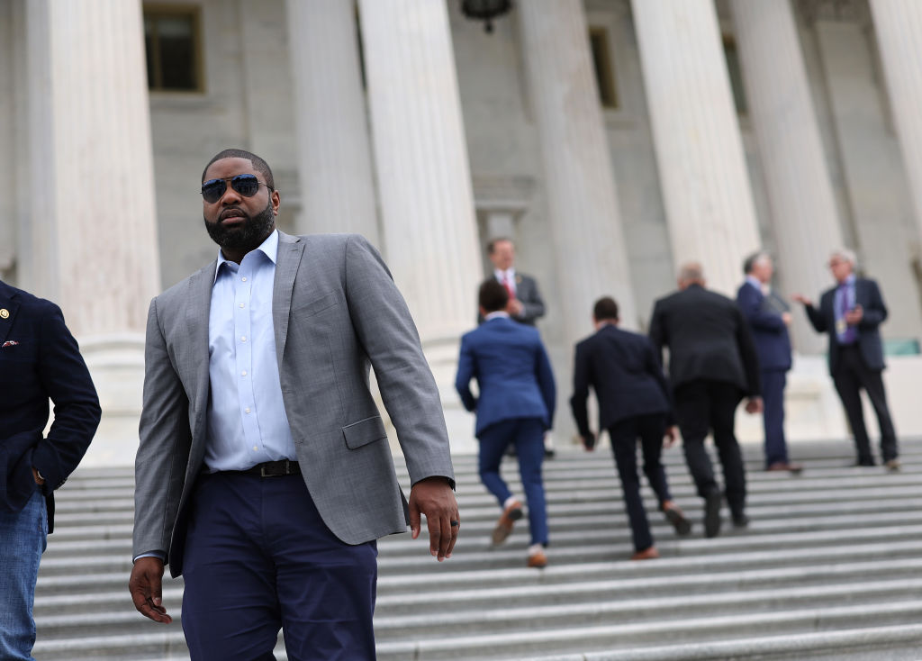 Rep. Byron Donalds speaks with a reporter as he leaves the U.S. Capitol on May 17, 2024, in Washington, D.C. (Photo by Kevin Dietsch/Getty Images)