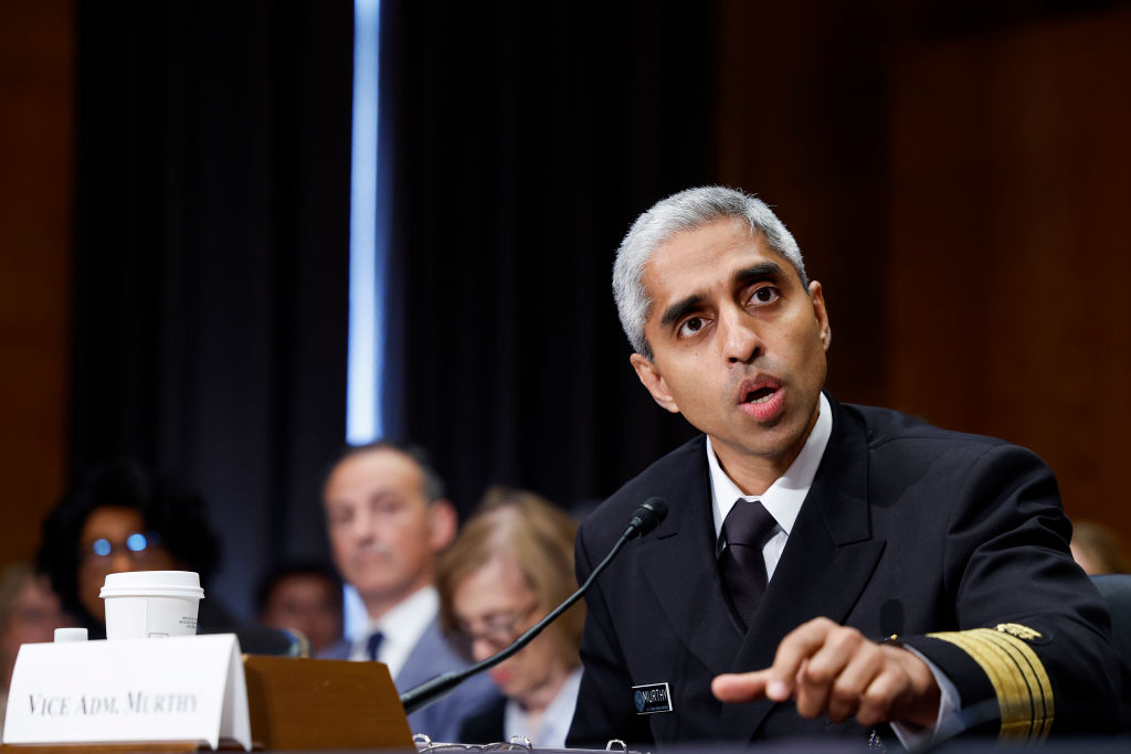 U.S. Surgeon General Vivek Murthy speaks during a Senate Health, Education, Labor, and Pensions Committee hearing in the Dirksen Senate Office Building on June 8, 2023. (Photo by Anna Moneymaker/Getty Images)