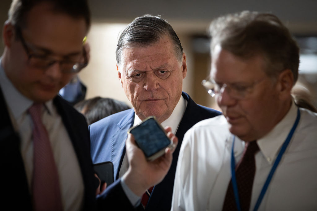 House Appropriations Committee Chairman Tom Cole of Oklahoma speaks with reporters on April 16, 2024, in Washington, D.C. (Photo by ALLISON BAILEY/Middle East Images/AFP via Getty Images)