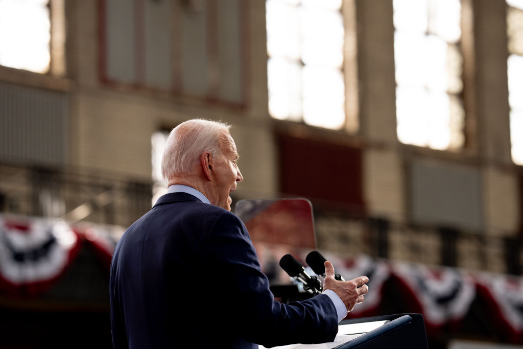 President Joe Biden speaks during a campaign rally at Girard College in Philadelphia, Pennsylvania, on May 29, 2024. (Photo by Andrew Harnik/Getty Images)