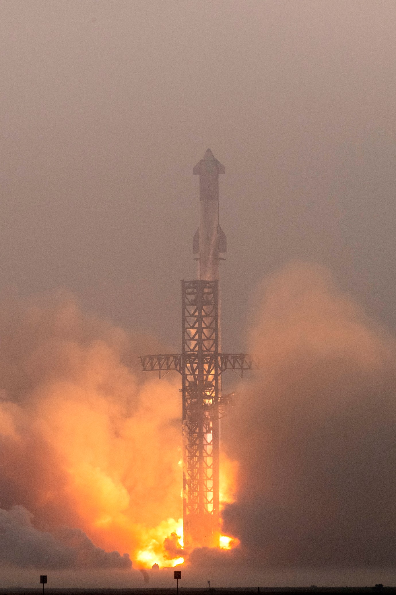 The SpaceX Starship launches its fourth test flight from Starbase in Boca Chica, Texas, on June 6, 2024. (Photo by CHANDAN KHANNA/AFP via Getty Images)