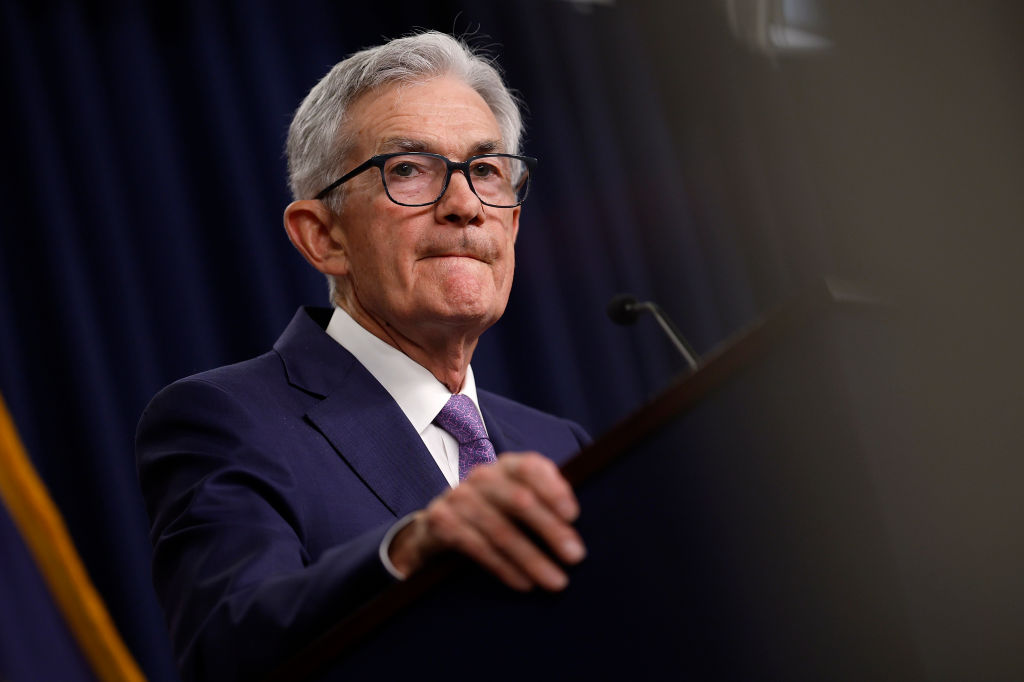 Federal Reserve Chairman Jerome Powell announces that interest rates will remain unchanged during a news conference at the Federal Reserves’s William McChesney Martin building in Washington, D.C., on June 12, 2024. (Photo by Kevin Dietsch/Getty Images)