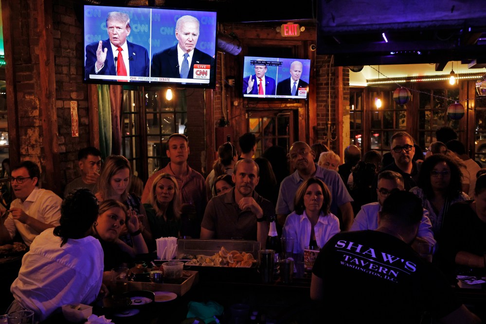 Americans Across The Nation Watch The First Presidential Debate Between Joe Biden And Donald Trump