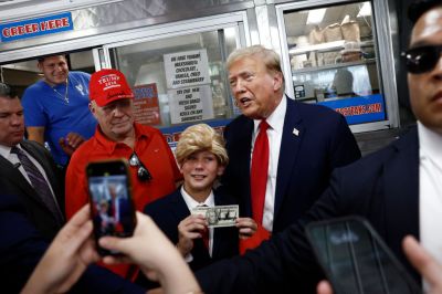 Former President Donald Trump Visits Philadelphia Restaurant Tony and Nick’s Steaks