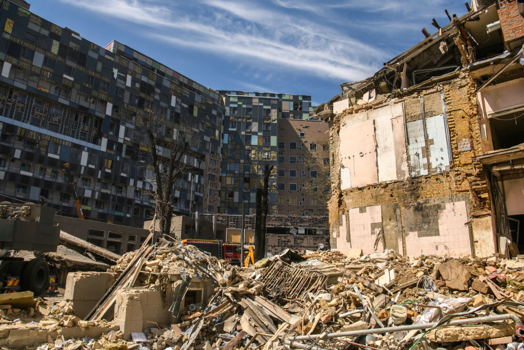 Rescuers Continue To Work At The Okhmatdyt Children’s Hospital, Which Was Heavily Damaged By A Russian Missile Strike In Kyiv