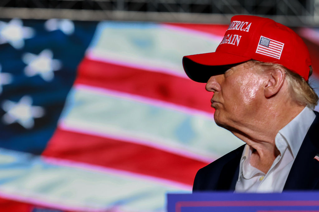 Donald Trump speaks at a campaign rally at the Trump National Doral Golf Club on July 9, 2024, in Doral, Florida. (Photo by Joe Raedle/Getty Images)