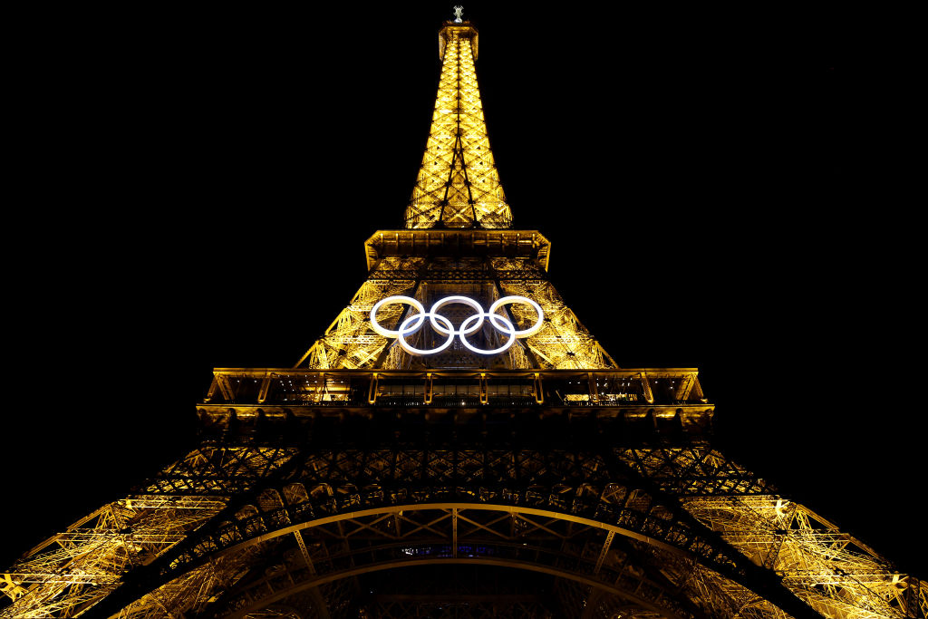 The Eiffel Tower in Paris, France,  on July 22, 2024, ahead of the Paris 2024 Olympic Games. (Photo by Michael Reaves/Getty Images)