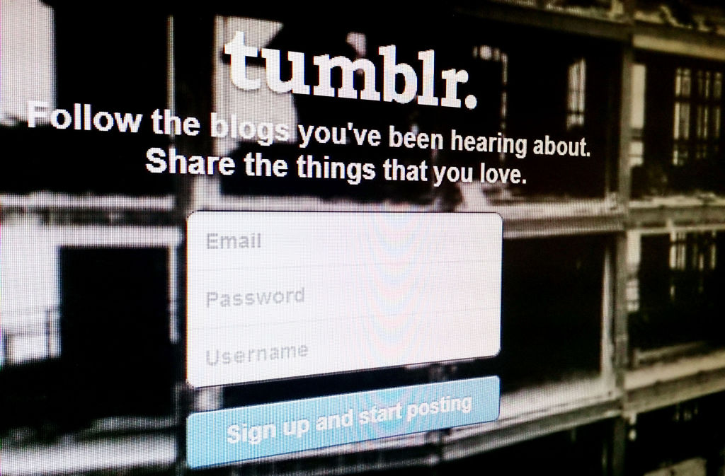 The Tumblr homepage is displayed on a PC screen. Around the time, Yahoo was expected to unveil a deal to buy the social media site. (Photo by Andy Hepburn/PA Images via Getty Images)