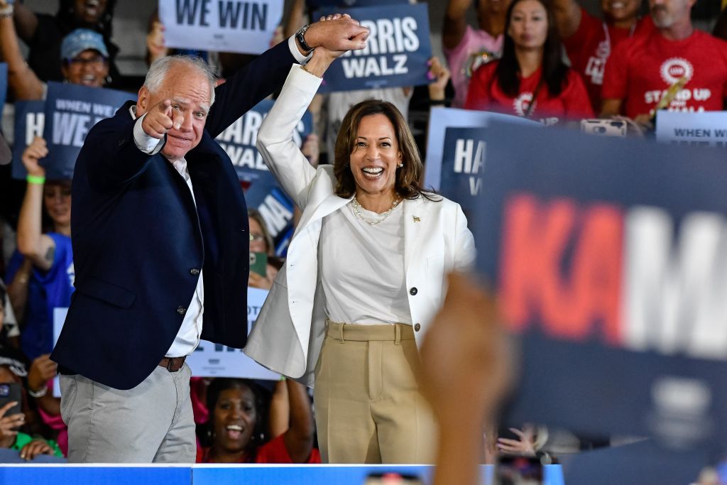 US Vice President Kamala Harris and Governor Tim Walz presidential campaign rally in Michigan