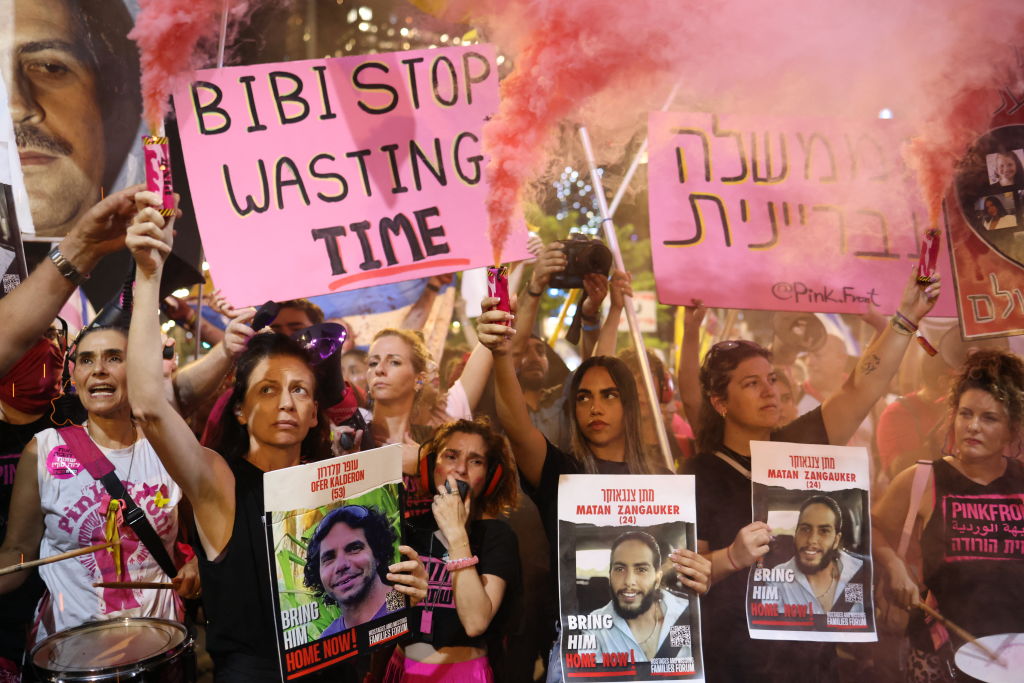 ISRAEL-PALESTINIAN-CONFLICT-HOSTAGES-PROTEST