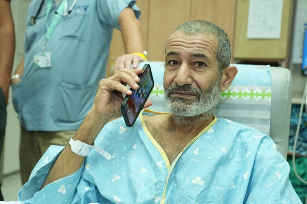 Israeli hostage Qaed Farhan al-Qadi receives medical care at Soroka Medical Center in Beer Sheva, Israel on August 27, 2024, after the Israeli army claimed to have rescued him held from the Gaza Strip (Photo by Israeli Government Press Office/Handout/Anadolu via Getty Images)