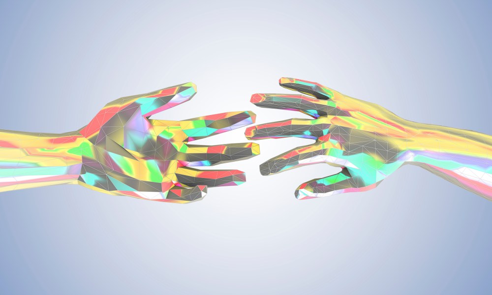 Outstretched hands, illustration