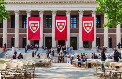 Graduates and Widener Memorial Library – Harvard Yard – Harvard University – Cambridge Massachusetts