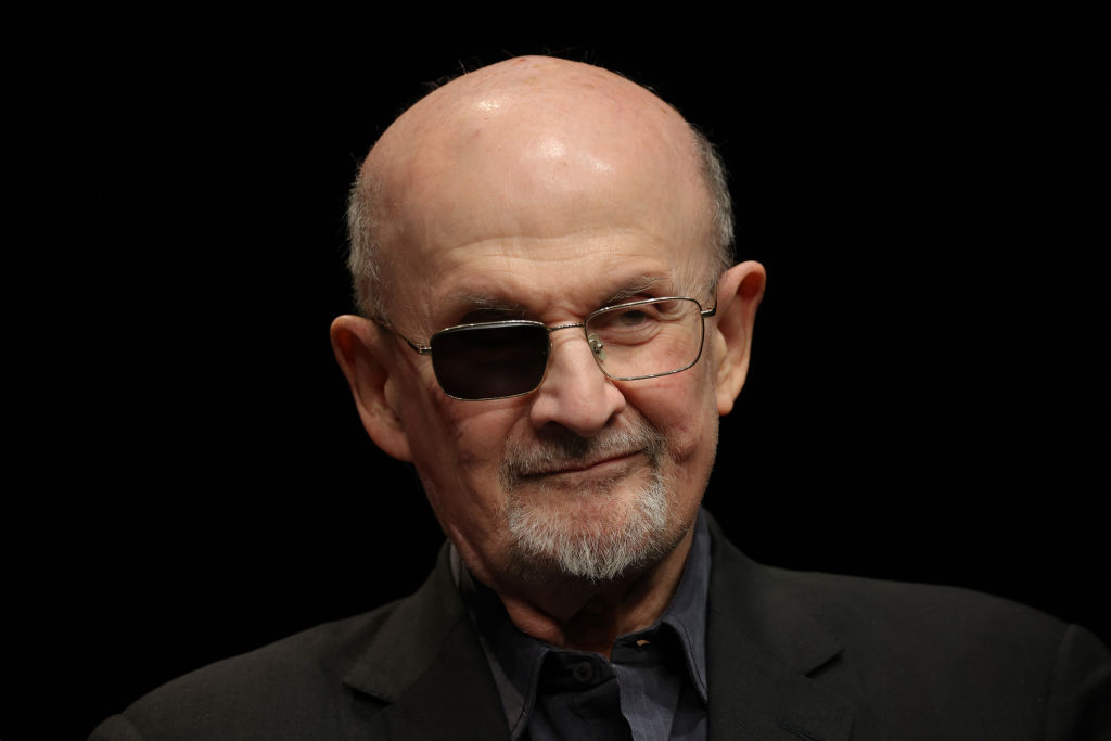 Novelist Salman Rushdie at the Deutsches Theater on May 16, 2024, in Berlin, Germany. (Photo by Sean Gallup/Getty Images)