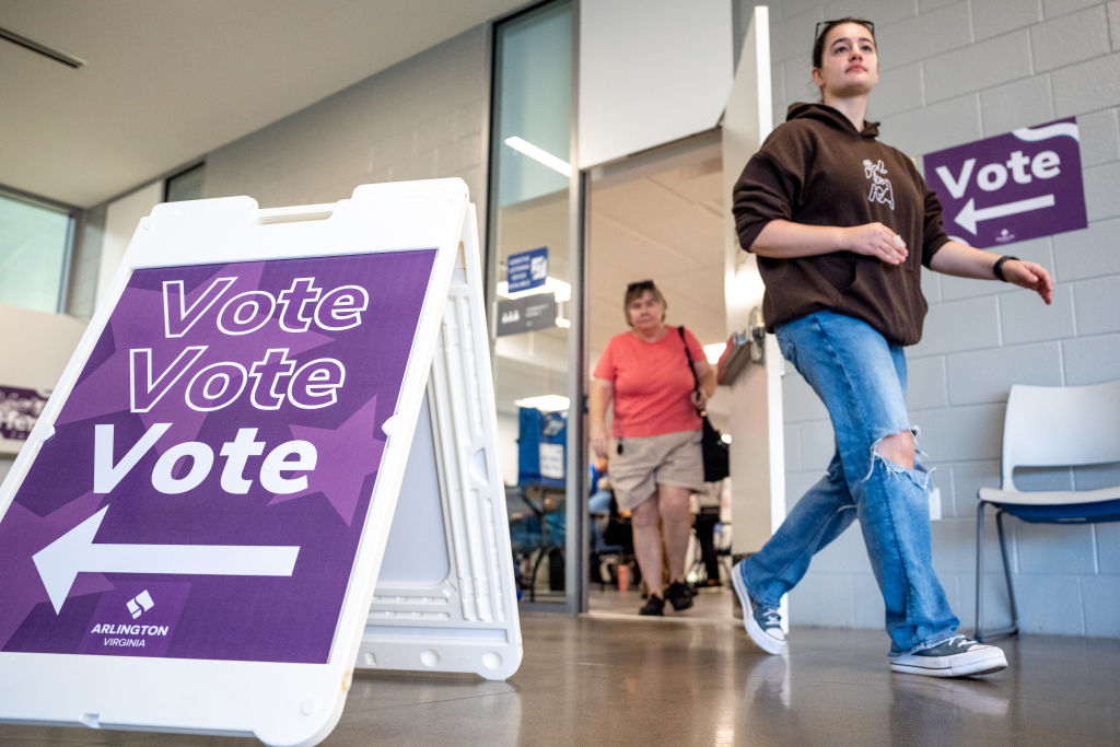 People vote on the first day of Virginia's in-person early voting at Long Bridge Park Aquatics and Fitness Center on September 20, 2024, in Arlington, Virginia. (Photo by Andrew Harnik/Getty Images)