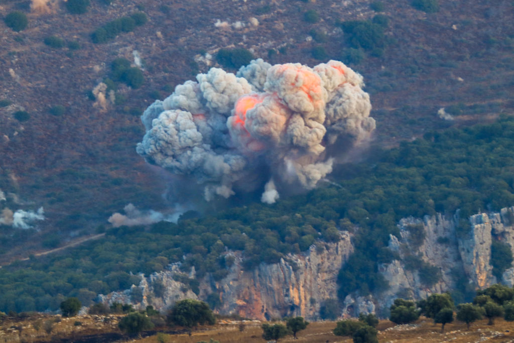 Smoke billows from the site of an Israeli airstrike in Marjayoun, near the Lebanon-Israel border, on September 23, 2024.  (Photo by RABIH DAHER/AFP via Getty Images)