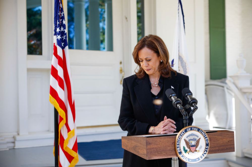 Vice President Harris Speaks Outside Her Residence In D.C. Before Departing For Pennsylvania