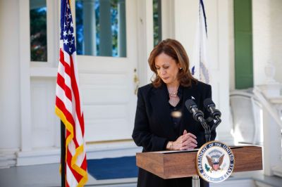 Vice President Harris Speaks Outside Her Residence In D.C. Before Departing For Pennsylvania