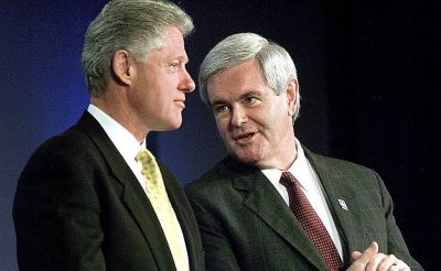 US President Bill Clinton (L) and Speaker of the H