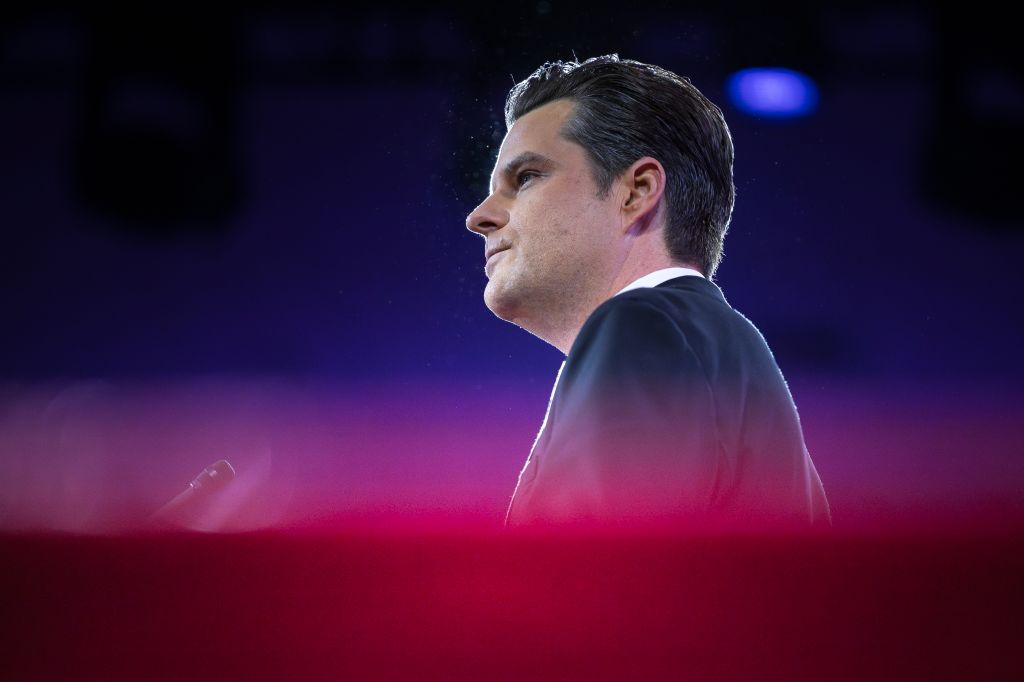 NATIONAL HARBOR, MD – FEBRUARY 23: Rep. Matt Gaetz (R-Fla.) spe