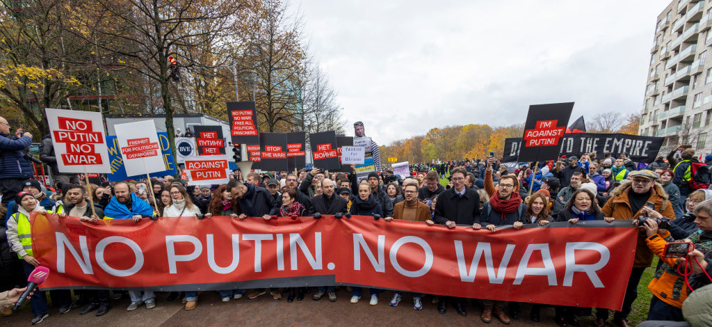 Russian Opposition In Exile Holds Anti-War Protest In Berlin