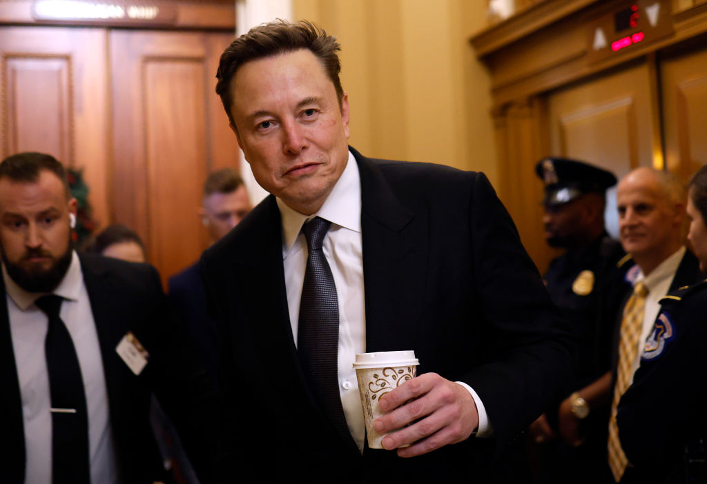 Elon Musk, co-chair of the newly announced Department of Government Efficiency (DOGE), arrives on Capitol Hill on December 5, 2024, in Washington, D.C. (Photo by Anna Moneymaker/Getty Images)