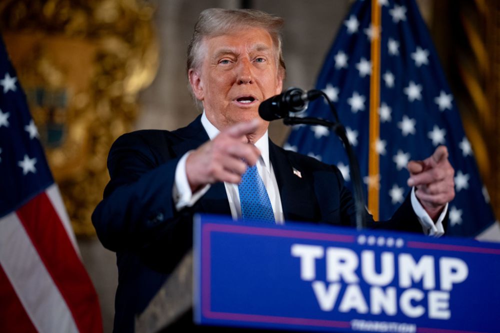 President-Elect Trump Speaks To The Press At Mar-A-Lago