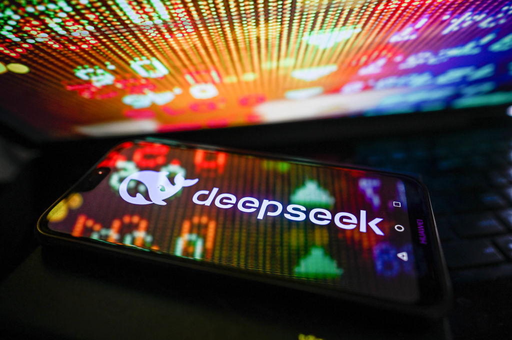 In this photo illustration, the Deepseek logo is displayed