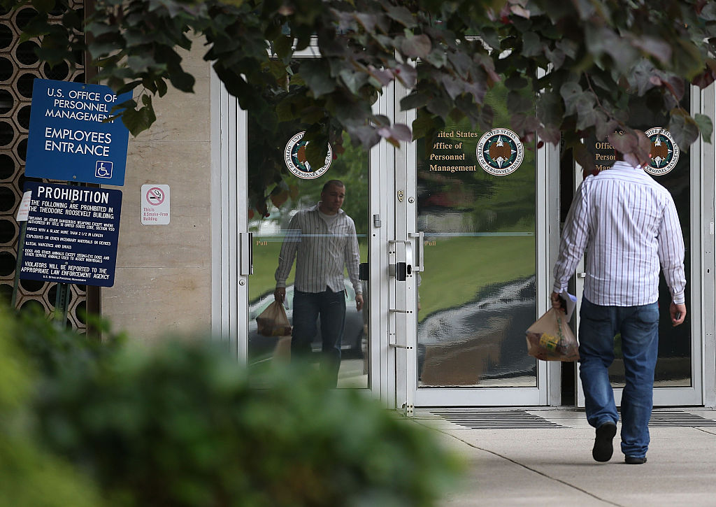 The entrance to the Theodore Roosevelt Federal Building in Washington, D.C., which houses the Office of Personnel Management headquarters. (Photo by Mark Wilson/Getty Images)