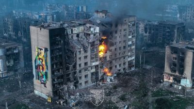 Aerial views of destruction in the frontine city of Bakhmut