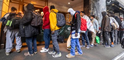 Migrants and Asylum-Seekers Arrive at the Roosevelt Hotel in New York
