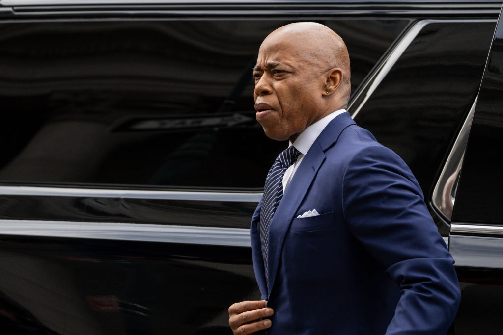 New York City Mayor Eric Adams arrives for a court hearing at Thurgood Marshall Courthouse on February 19, 2025 in New York City. (Photo by Eduardo Munoz Alvarez/Getty Images)