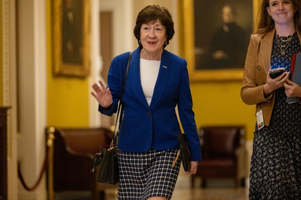 Sen. Susan Collins of Maine is seen ahead of a meeting with French President Emanuel Macron at the U.S. Capitol in Washington, D.C., on February 24, 2025. (Photo by Nathan Posner/Anadolu via Getty Images)