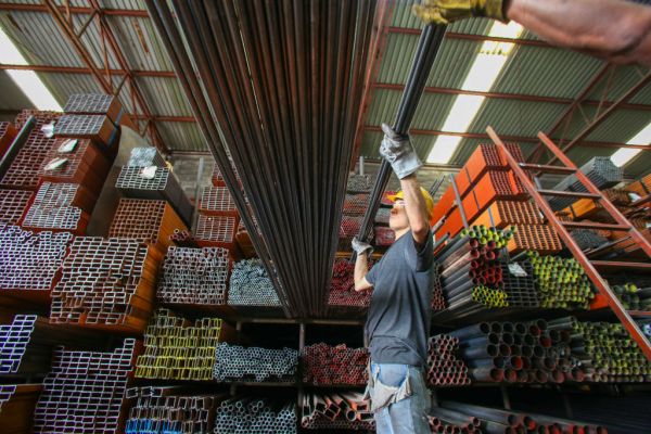 Workers work at steel company in Monterrey, Mexico, on February 11, 2025. Canada, Mexico and the EU on Tuesday slammed US President Donald Trump's 