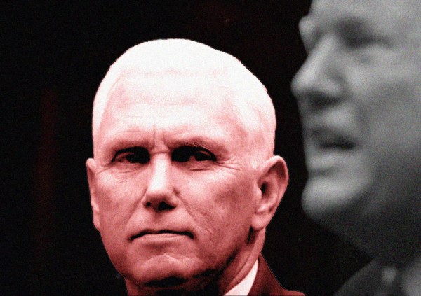 Former Vice President Mike Pence and President Donald Trump (Illustration by Noah Hickey/The Dispatch. Photo via Getty Images)