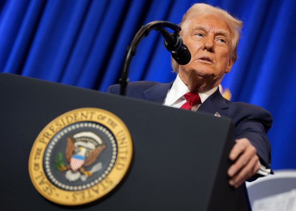 President Donald Trump speaks at the Justice Department March 14, 2025, in Washington, D.C. (Photo by Andrew Harnik/Getty Images)