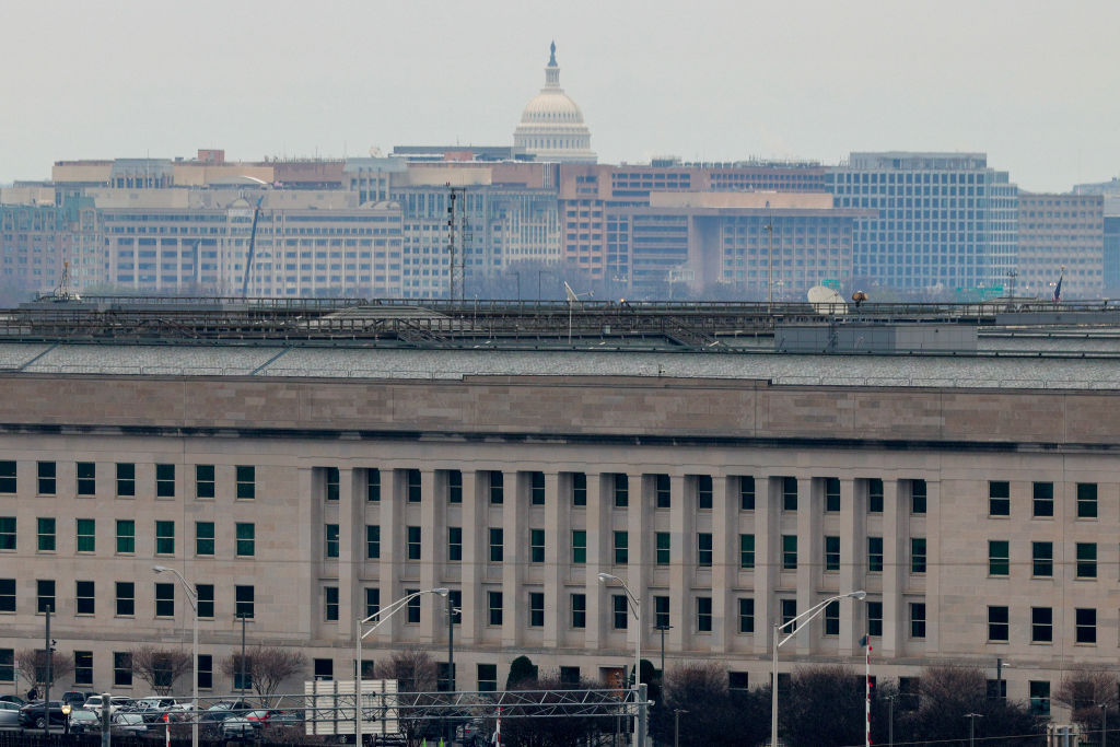 The Pentagon is seen from the U.S. Air Force Memorial on March 24, 2025 in Arlington, Virginia. (Photo by Chip Somodevilla/Getty Images)