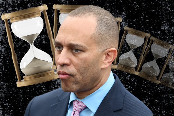 Illustration by The Dispatch. (Photo of Hakeem Jeffries by Michael M. Santiago via Getty Images.)