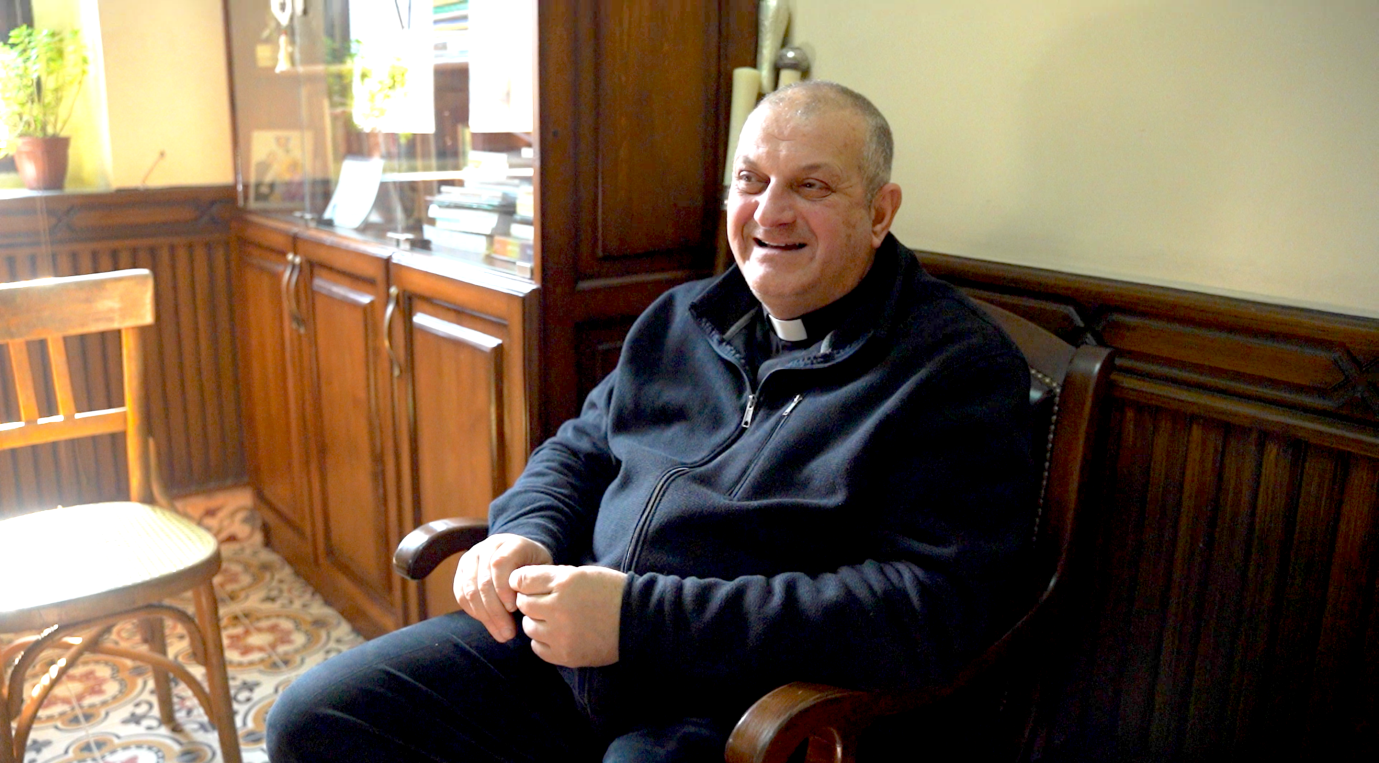 Monsignor Jacques Mourad in his office at the Syriac Catholic Bishopric in Homs, Syria, on January 11, 2025. (Dispatch photo by Iryna Matviyishyn)