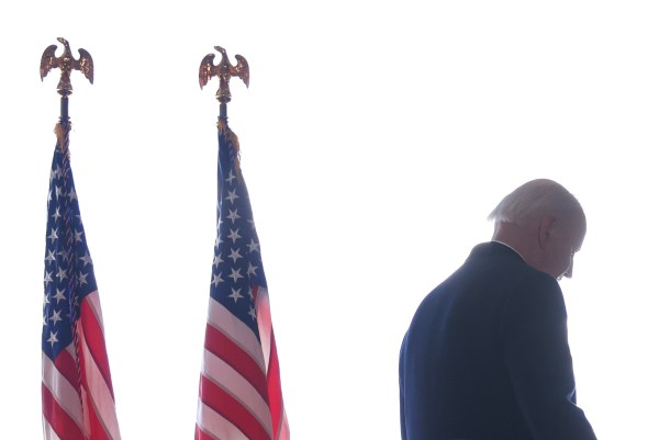 Former U.S. President Joe Biden departs after delivering remarks at Joint Base Andrews following inauguration ceremonies on January 20, 2025. (Photo by Samuel Corum/Getty Images)