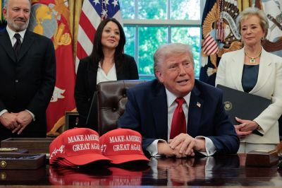 President Trump Signs Executive Orders In The Oval Office