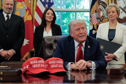 President Trump Signs Executive Orders In The Oval Office