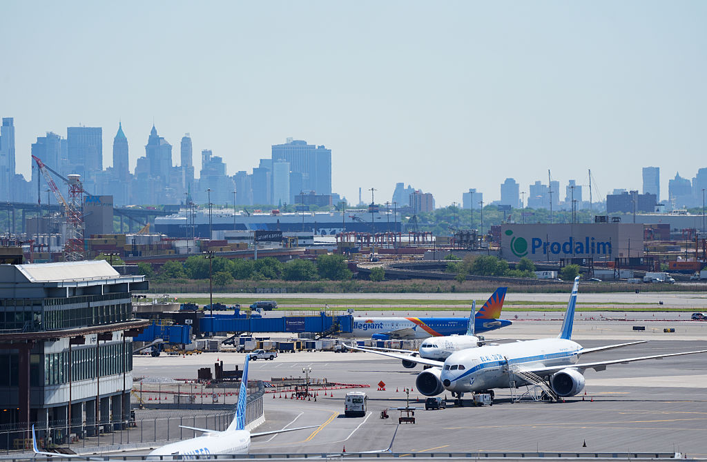 Aircrafts are seen on the tarmac at Newark Liberty International Airport as ongoing air traffic control staffing shortages cause delays and cancellations on May 13, 2025. (Photo by Lokman Vural Elibol/Anadolu via Getty Images)