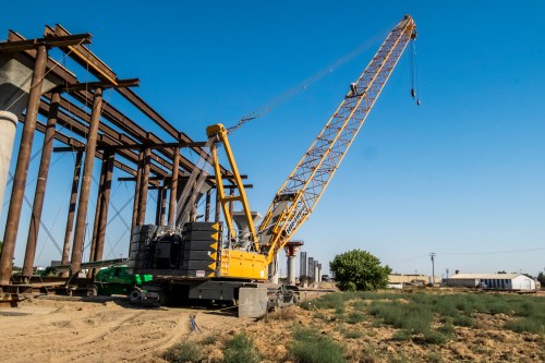 Crane on Overpass Construction Site