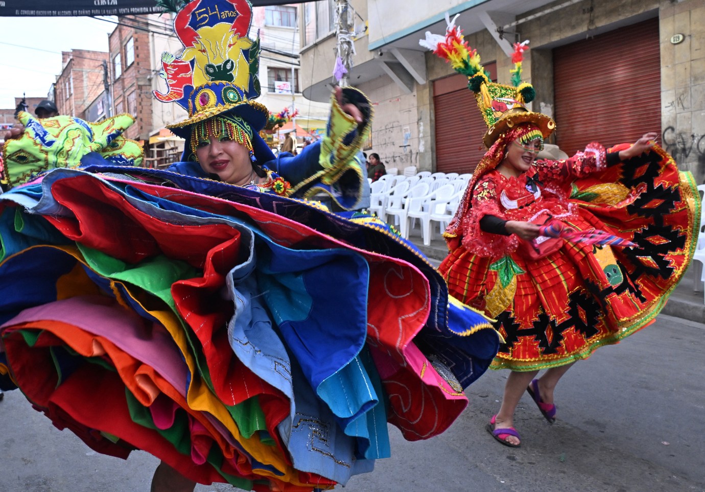 Dancers of the Waca Waca fraternity perform during the annual Jesus del Gran Poder (Jesus of the Great Power) religious festival, in La Paz, Bolivia, on June 14, 2025. The nearly century-old festival features more than 30,000 costumed dancers representing different neighborhoods and communities of La Paz and grew out of reverence for a 17th century painting of the trinity. (Photo by Aizar Raldes/AFP via Getty Images)