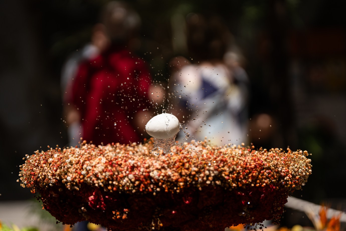 The Dancing Egg tradition takes place during the Corpus Christi celebrations in Barcelona, Spain, on June 19. The Dancing Egg, which dates back to the 17th century, is the most recognizable Corpus Christi tradition in Catalonia and represents the eucharist, faith, fertility, and the elevation of Christ’s body. (Photo by Marc Asensio/NurPhoto via Getty Images)