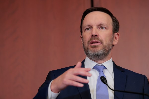 Democratic Sen. Chris Murphy of Connecticut speaks at a news conference with Senate Democrats at the U.S. Capitol on May 22, 2025. (Photo by Anna Moneymaker/Getty Images)